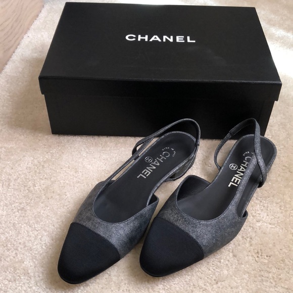 Chanel Slingback 37 size 7 Lambskin/Grosgrain - Picture 5 of 8
